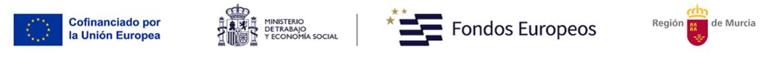 Cofinanciado por la Unión Europea · Ministerio de Trabajo y Economía Social · Fondos Europeos · Región de Murcia